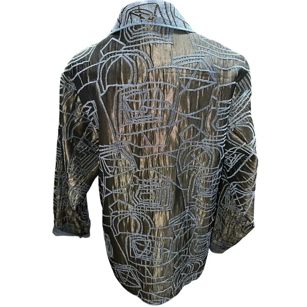 Yak Magik Women’s Jacket Embroidered Embellished Metallic Artsy Boho Nepal M/L - Picture 2 of 16